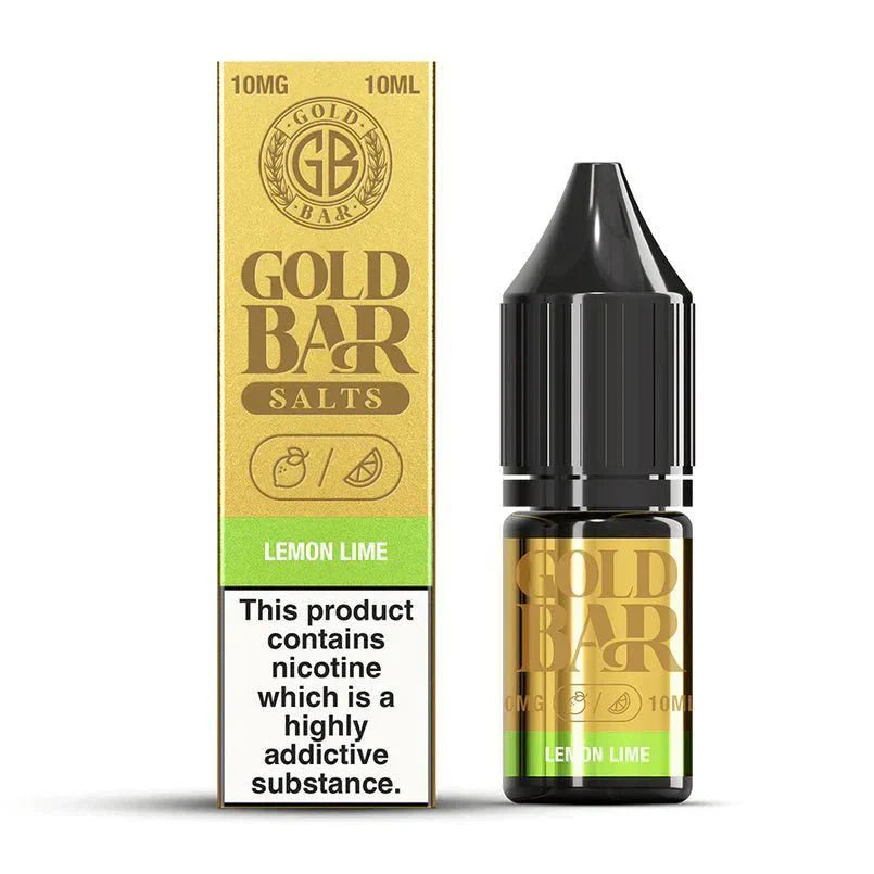 Buy Gold Bar Nic Salts 10ml E-liquids (Box of 10) Lemon Lime