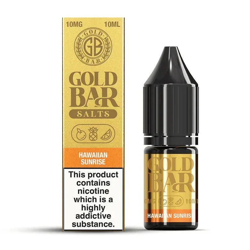 Buy Gold Bar Nic Salts 10ml E-liquids (Box of 10) Hawaiian Sunrise