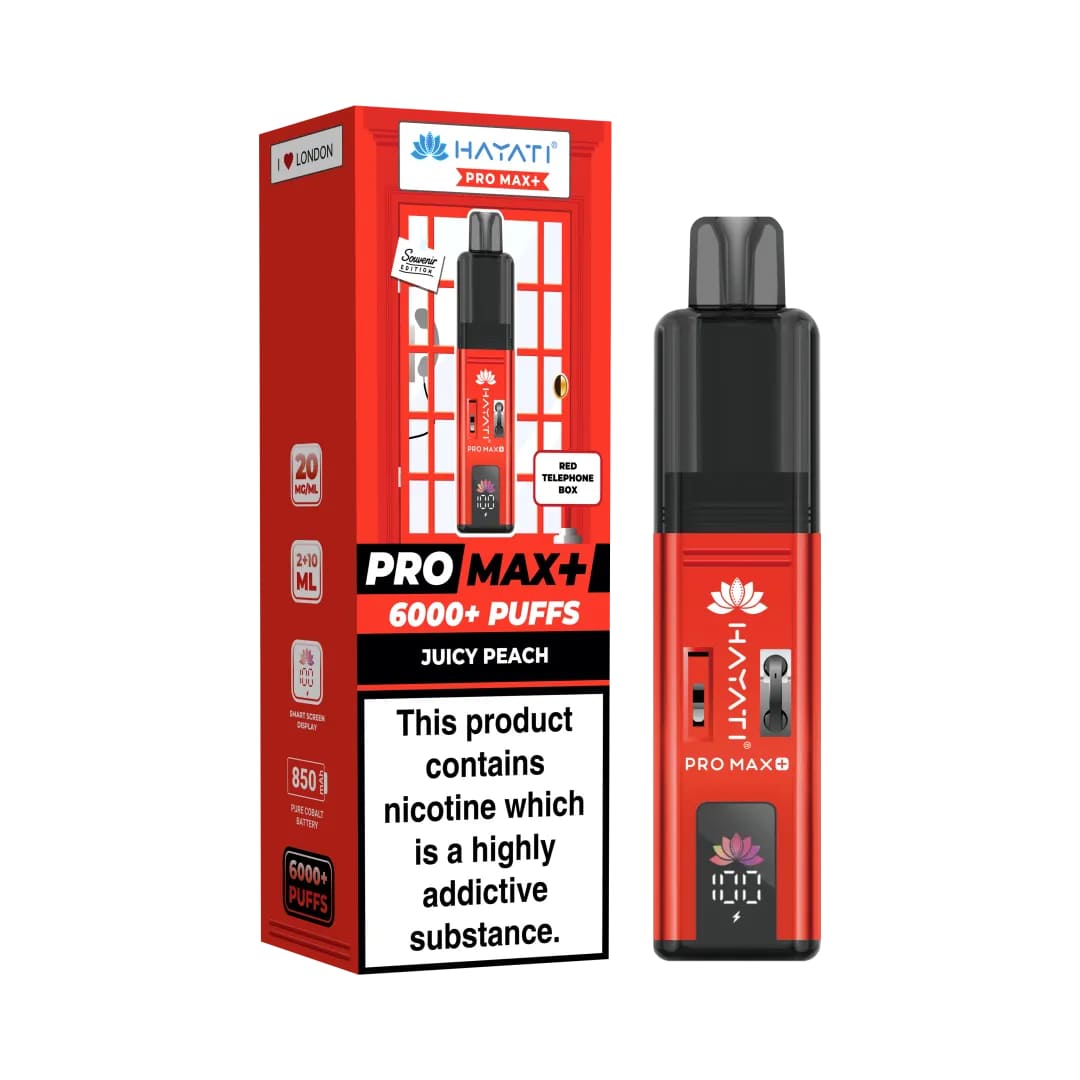 Buy Hayati Pro Max + 6k Souvenir Edition Box of 5 Juicy Peach - Red Telephone Box