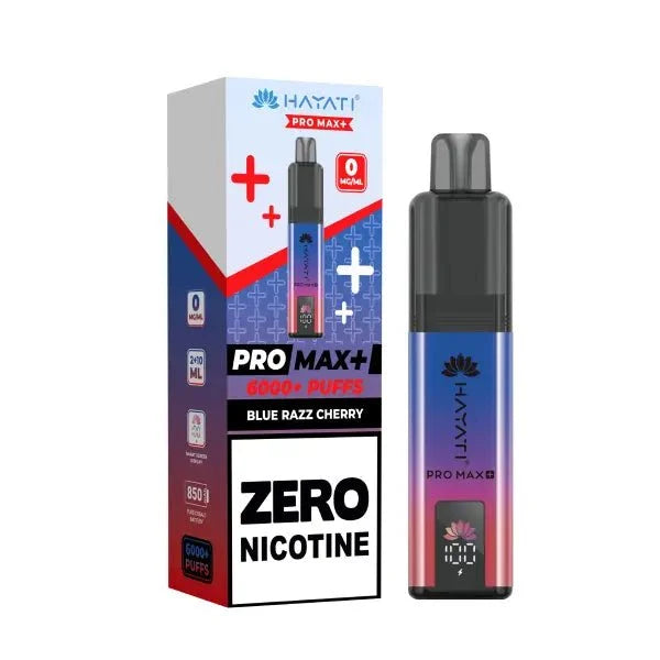 Buy 0mg Hayati Pro Max Plus 6000 Vape Kit Box of 5 Blue Razz Cherry 0MG