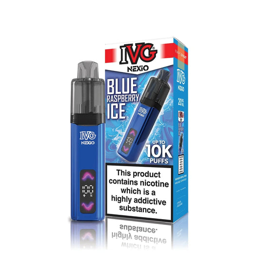 Buy IVG Nexio 10k Pod Vape Kit Box of 5 Blue Raspberry Ice