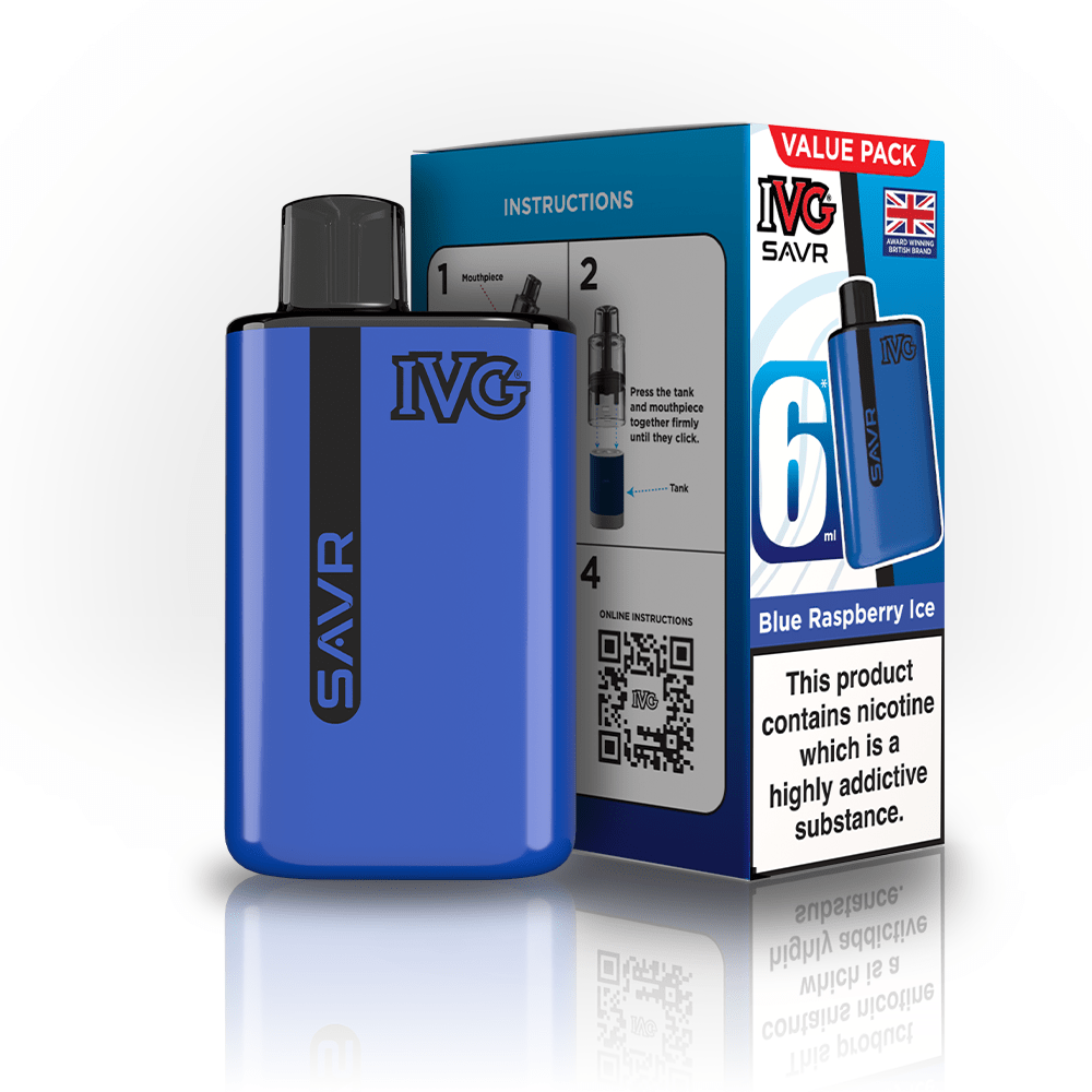 Buy IVG SAVR 3000 Vape Kit Box of 5 Blue Raspberry Ice
