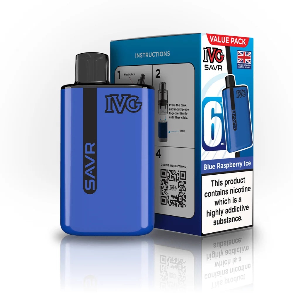 Buy IVG SAVR 3000 Vape Kit Box of 5 Blue Raspberry Ice