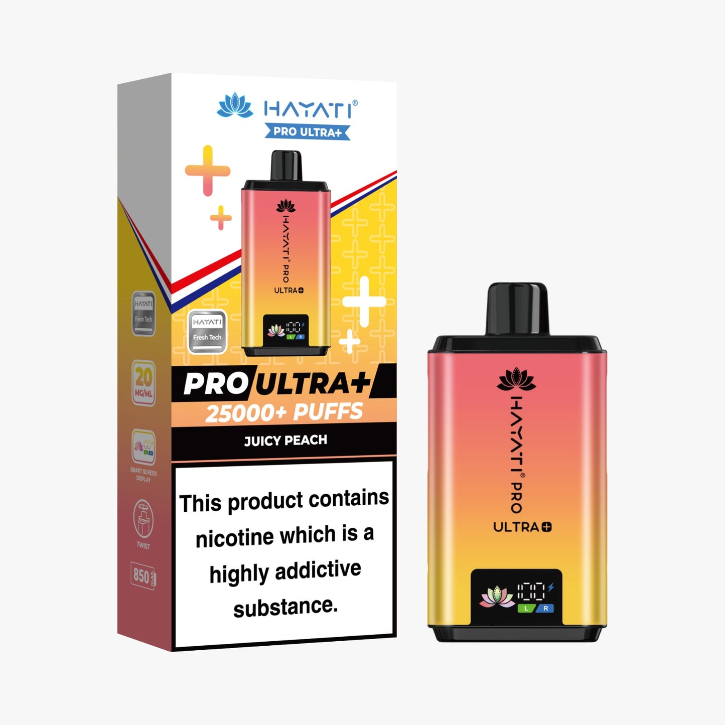 Buy Hayati Pro Ultra Plus 25k Prefilled Vape Kit Box of 5 Juicy Peach