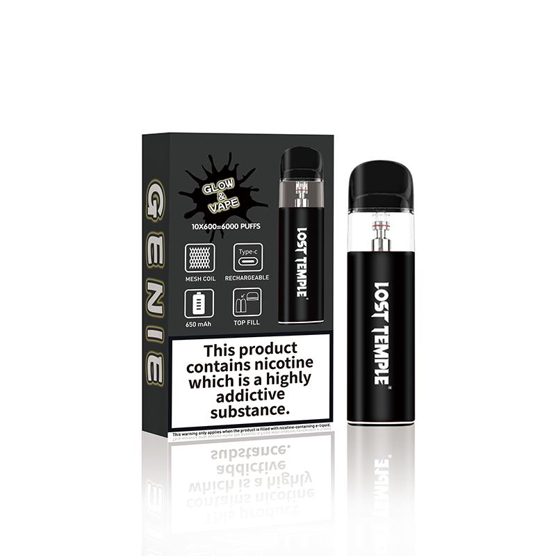 Buy Lost Temple Genie Glow & Vape Refillable Pod System Kit Black