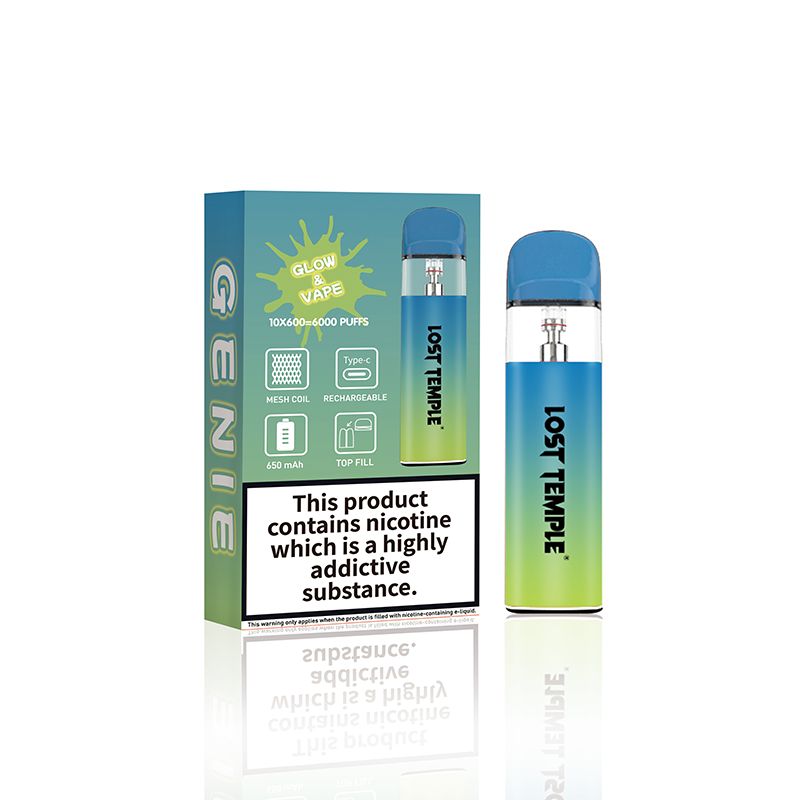 Buy Lost Temple Genie Glow & Vape Refillable Pod System Kit Blue Green