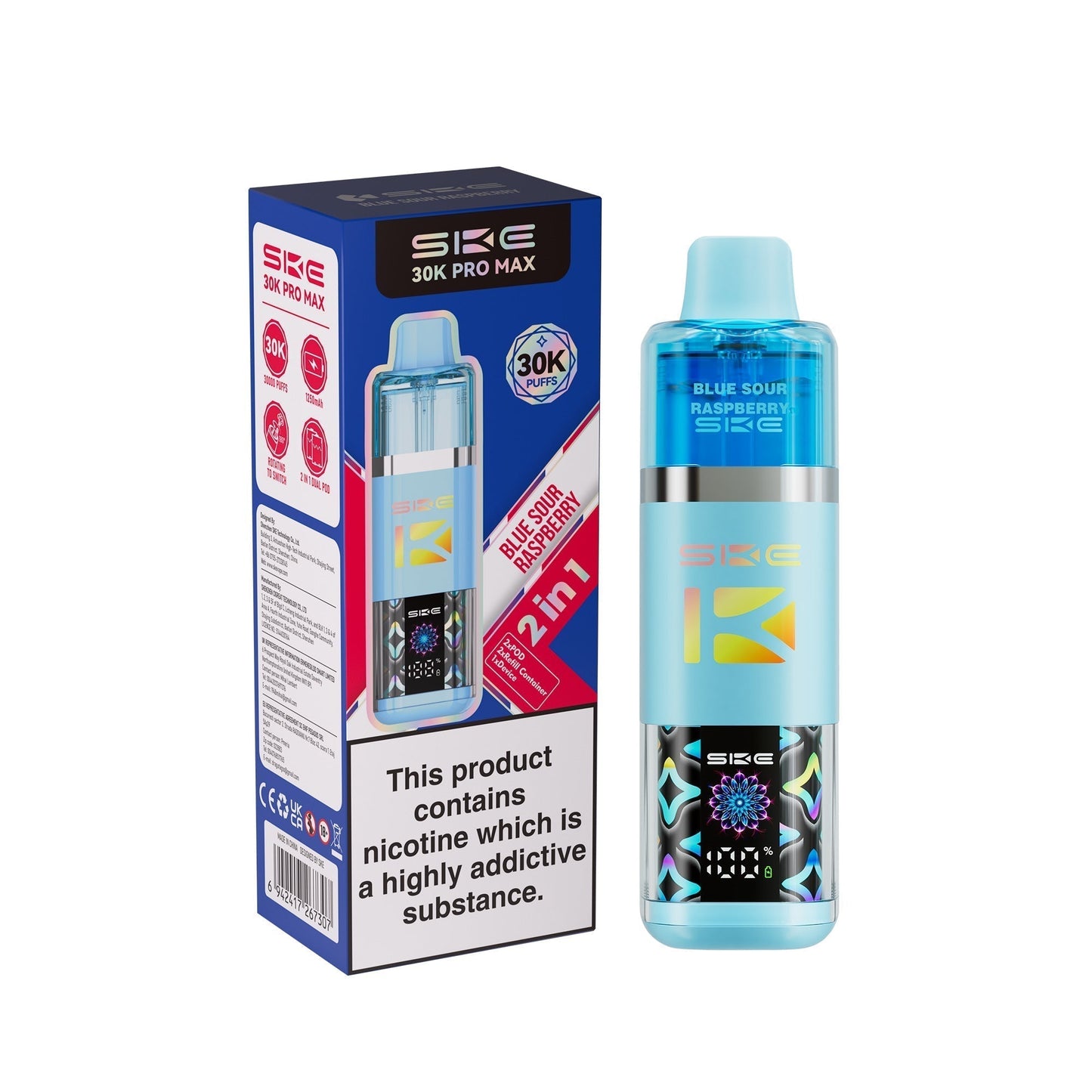 SKE 30k Pro Max Vape Kit Box of 5 - Blue Sour Raspberry - vapeukwholesale