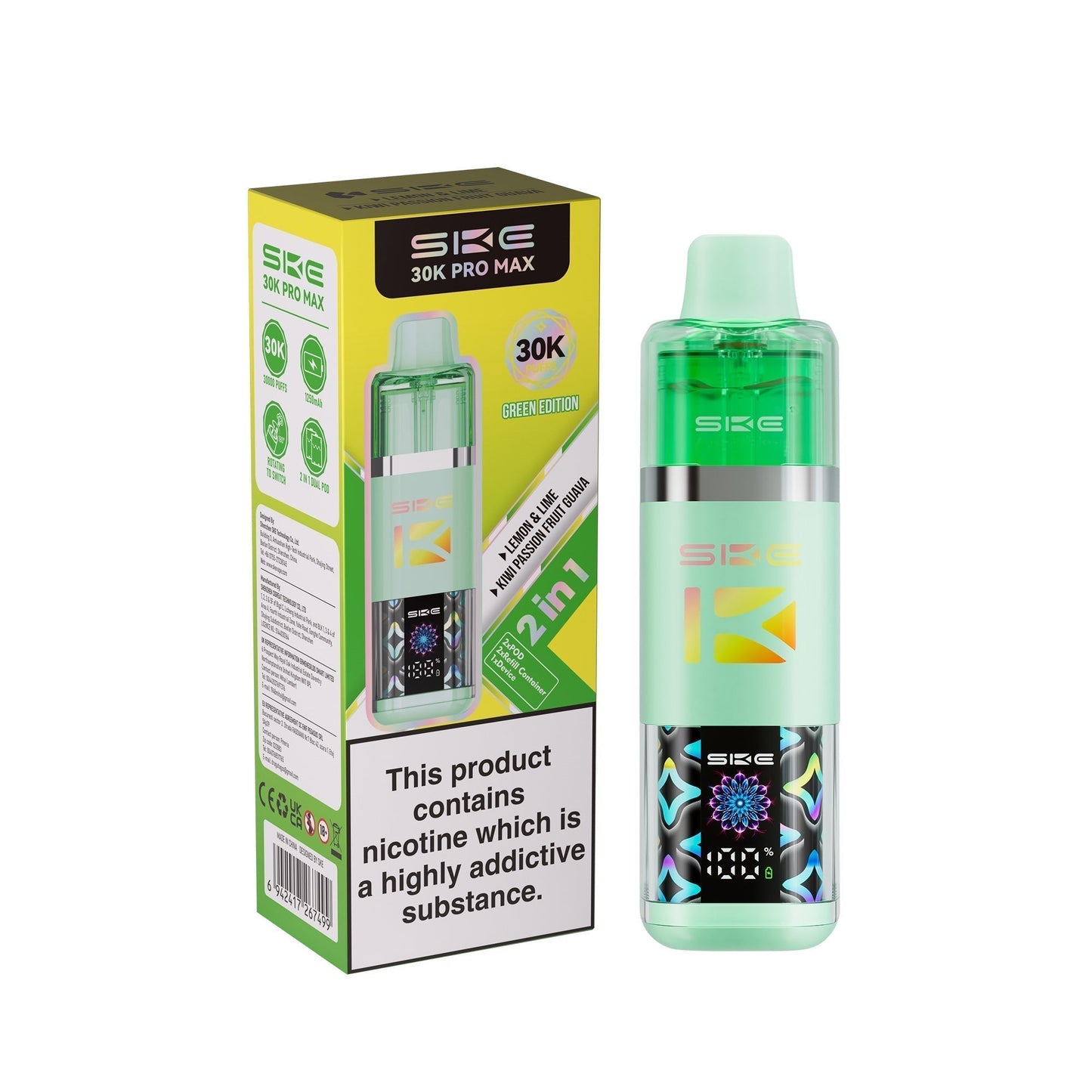 SKE 30k Pro Max Vape Kit Box of 5 - Green Edition - vapeukwholesale