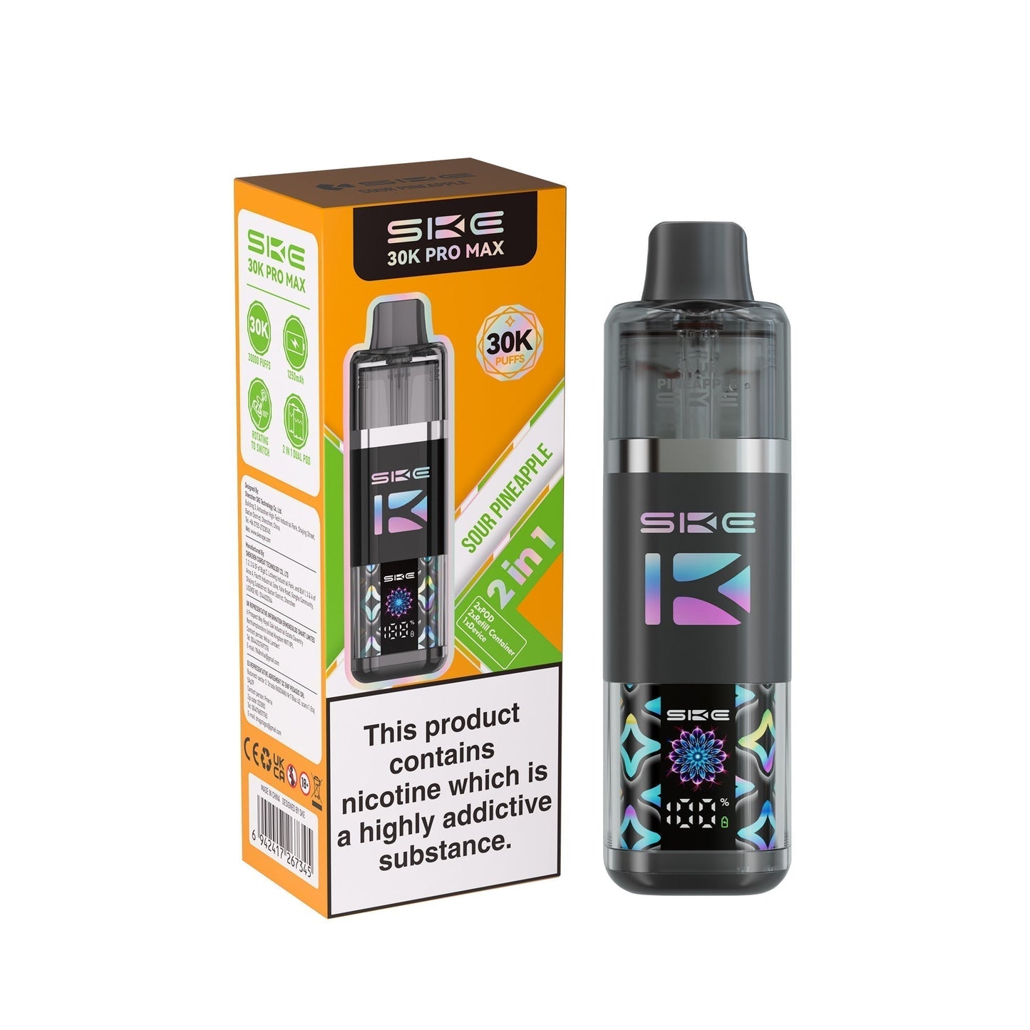 SKE 30k Pro Max Vape Kit Box of 5 - Sour Pineapple - vapeukwholesale