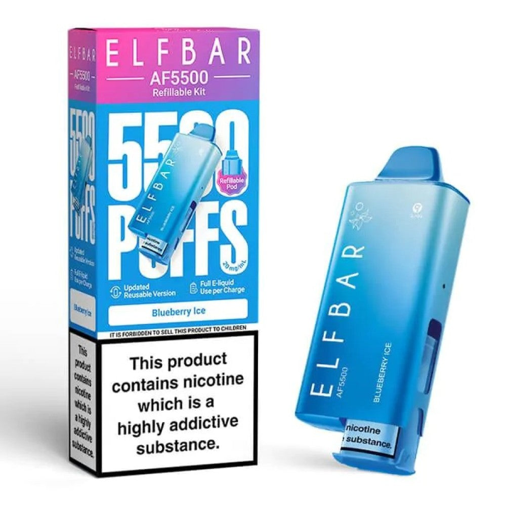 Buy Elf Bar AF5500 Prefilled Vape Kit Box of 5 Blueberry Ice