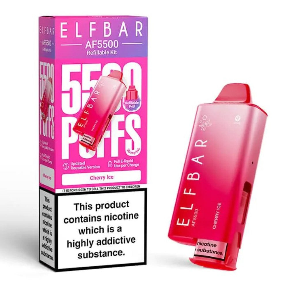 Buy Elf Bar AF5500 Prefilled Vape Kit Box of 5 Cherry Ice