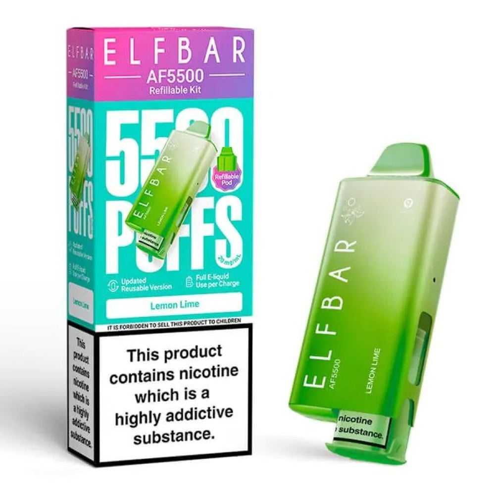 Buy Elf Bar AF5500 Prefilled Vape Kit Box of 5 Lemon Lime