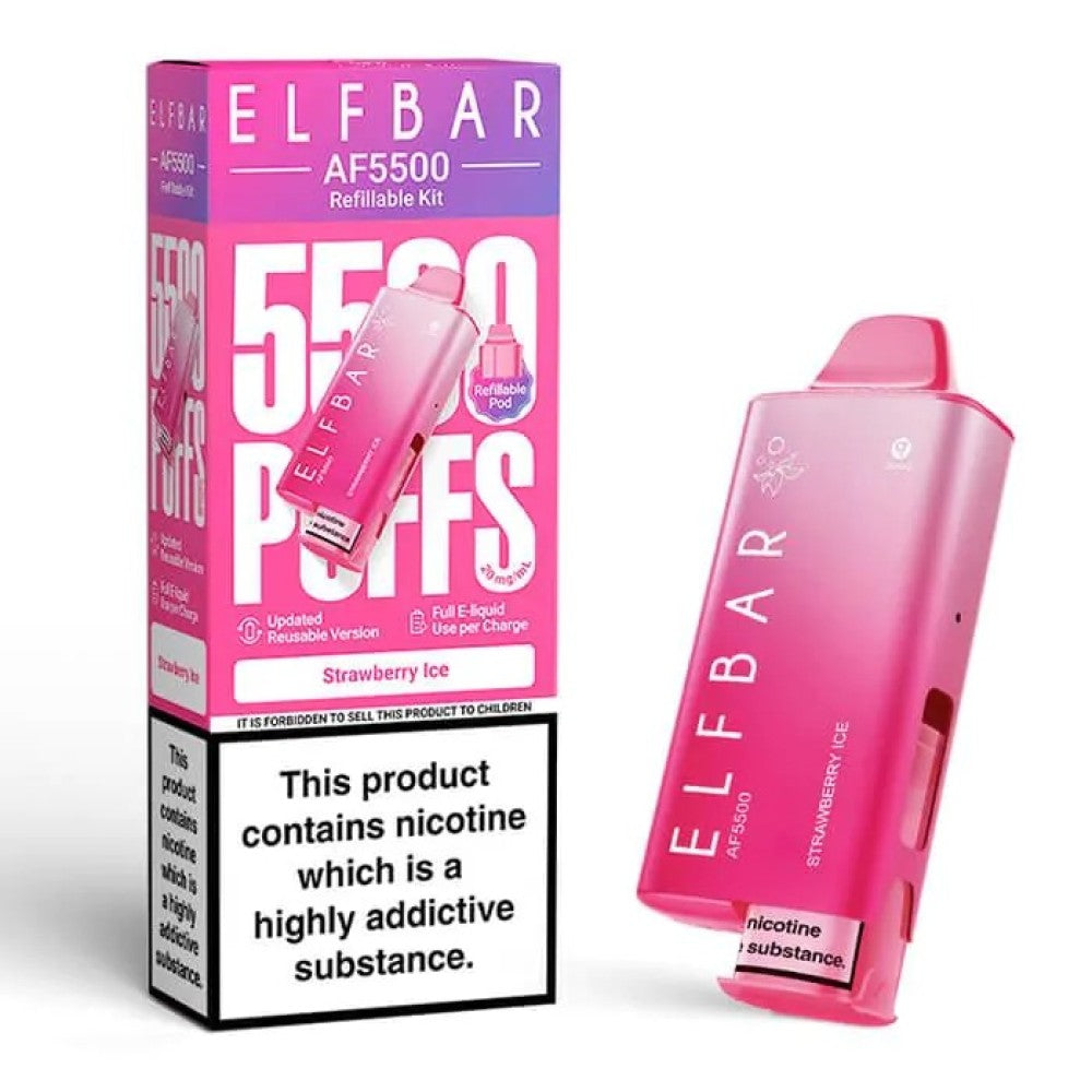 Buy Elf Bar AF5500 Prefilled Vape Kit Box of 5 Strawberry Ice
