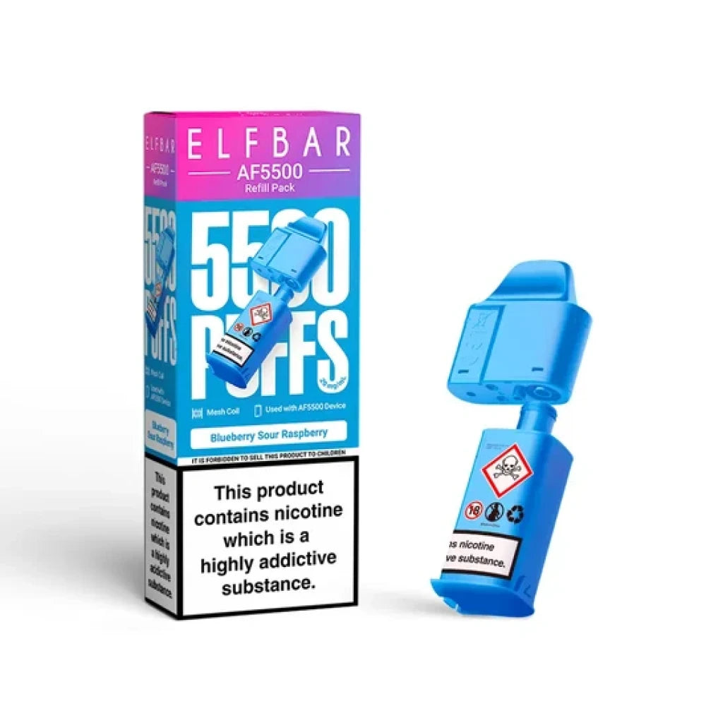 Buy Elf Bar AF5500 Refill Pods Box of 5 Blueberry Sour Raspberry