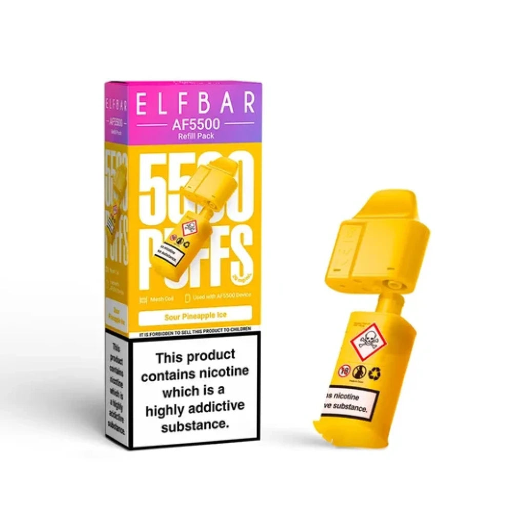 Buy Elf Bar AF5500 Refill Pods Box of 5 Sour Pineapple Ice