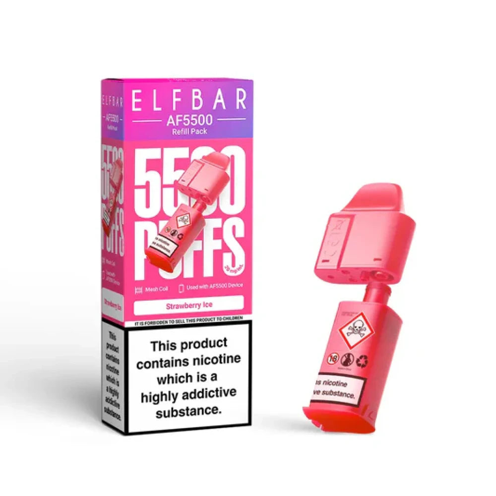 Buy Elf Bar AF5500 Refill Pods Box of 5 Strawberry Ice