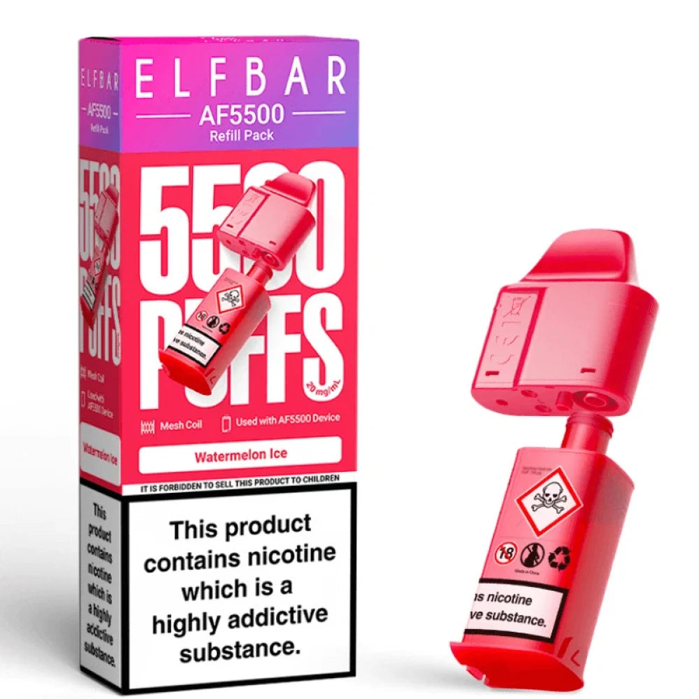 Buy Elf Bar AF5500 Refill Pods Box of 5 Watermelon Ice
