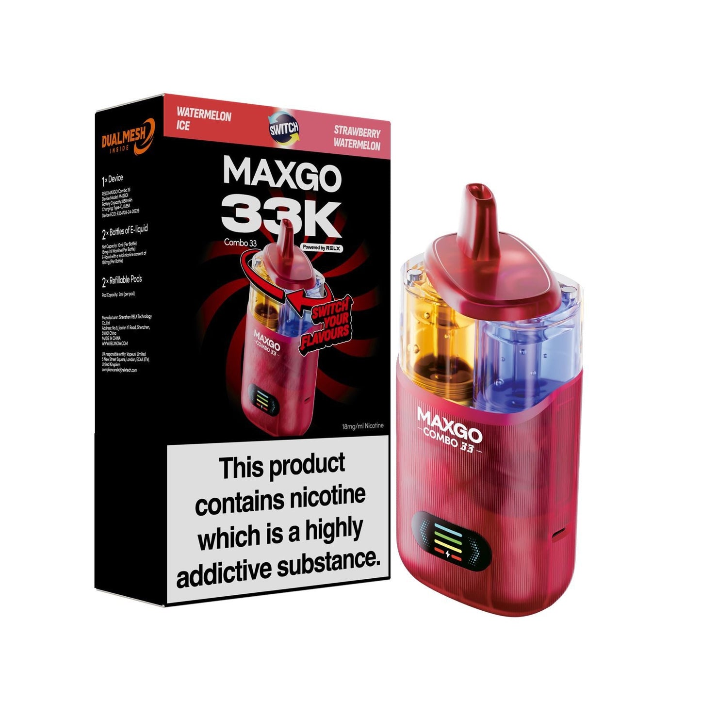 Buy MAXGO 33k Prefilled Vape Kit Box of 5 Watermelon Ice Strawberry Watermelon